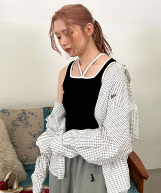 前後2WAY配色ホルターネックタンクトップ