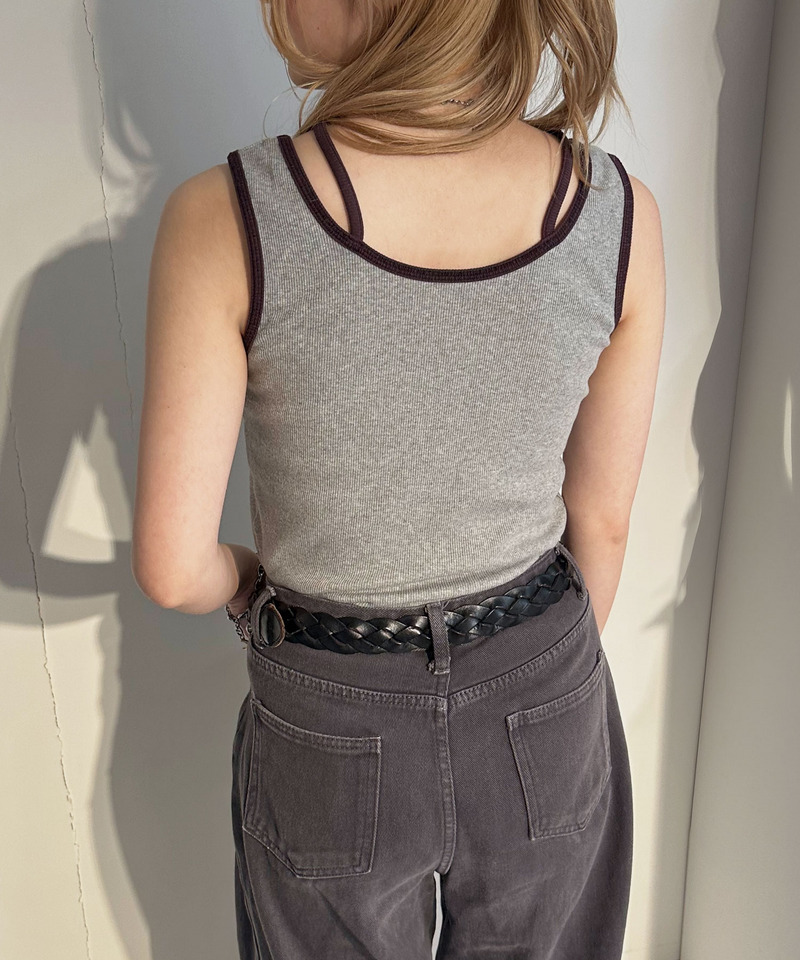 前後2WAY配色ホルターネックタンクトップ 詳細画像 グレー 3