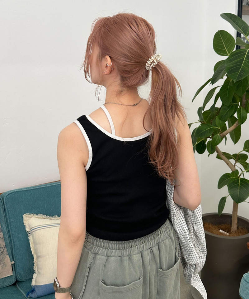 前後2WAY配色ホルターネックタンクトップ 詳細画像 ブラック 4