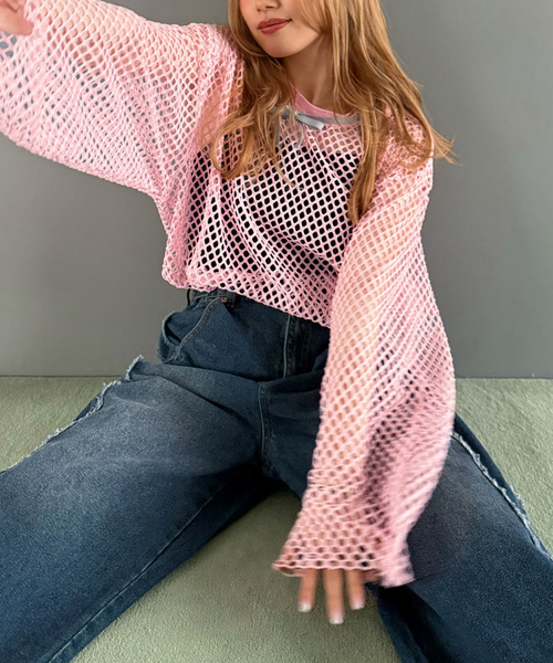 付けフードメッシュ長袖プルオーバー 詳細画像