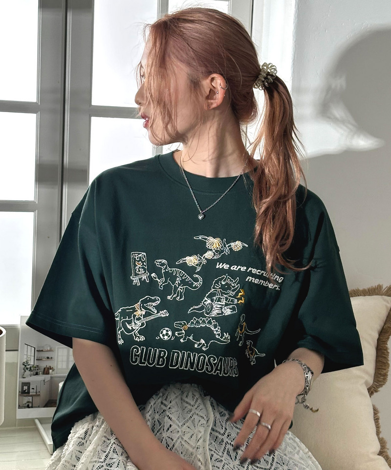 部活恐竜刺しゅうTEE 詳細画像 グリーン 3
