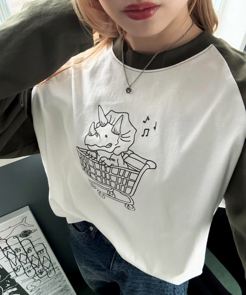 一緒にショッピングしたい恐竜ロンTEE 詳細画像