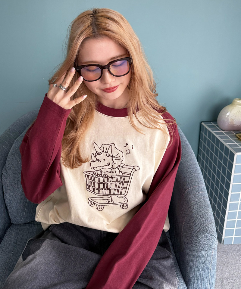 一緒にショッピングしたい恐竜ロンTEE 詳細画像 レッド 1