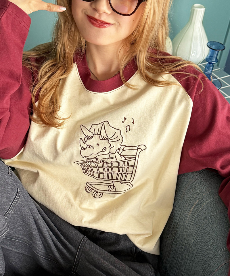 一緒にショッピングしたい恐竜ロンTEE 詳細画像 レッド 4
