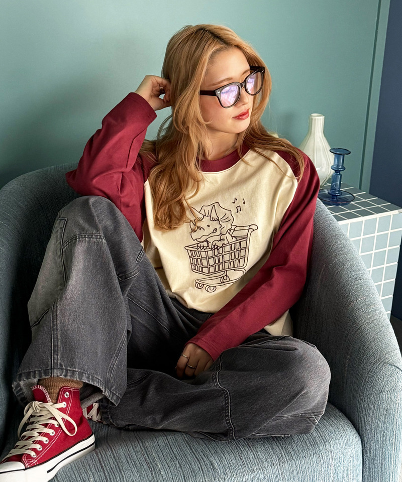 一緒にショッピングしたい恐竜ロンTEE 詳細画像 レッド 5