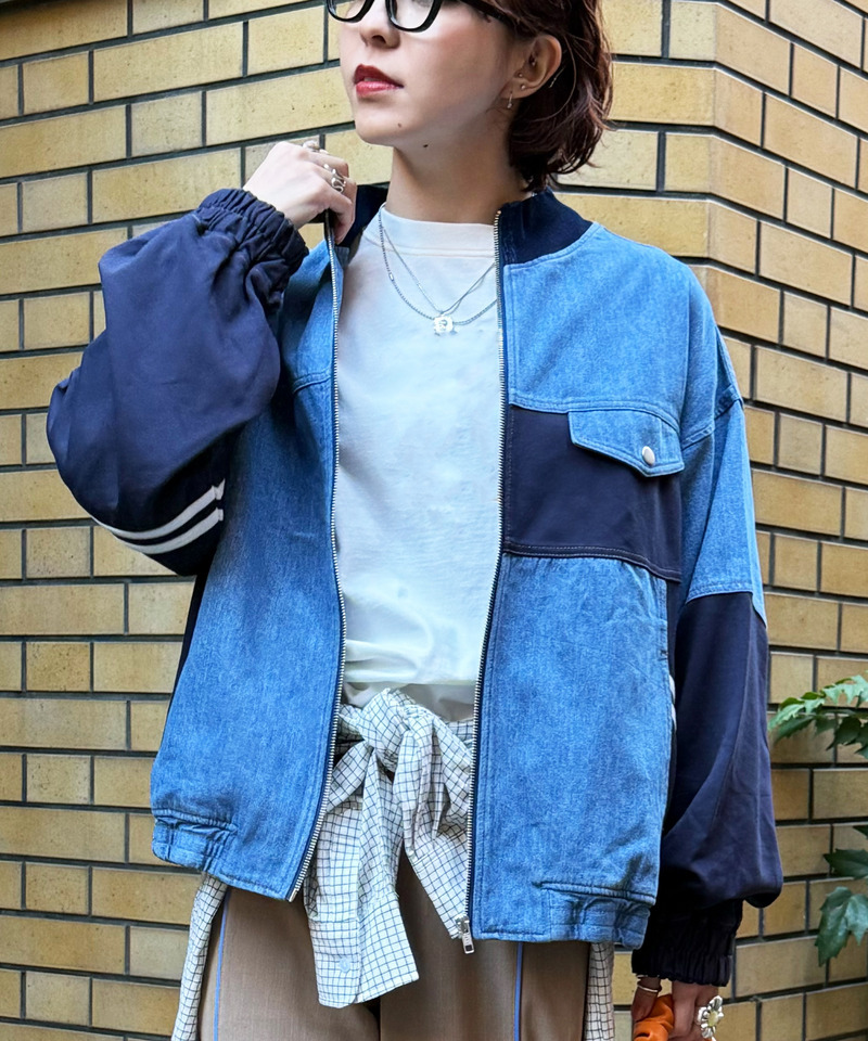 ジャージMIXデニムジャケット 詳細画像 デニムブルー 2