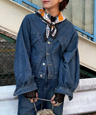 スカーフSET オーバーウイングデニムジャケット