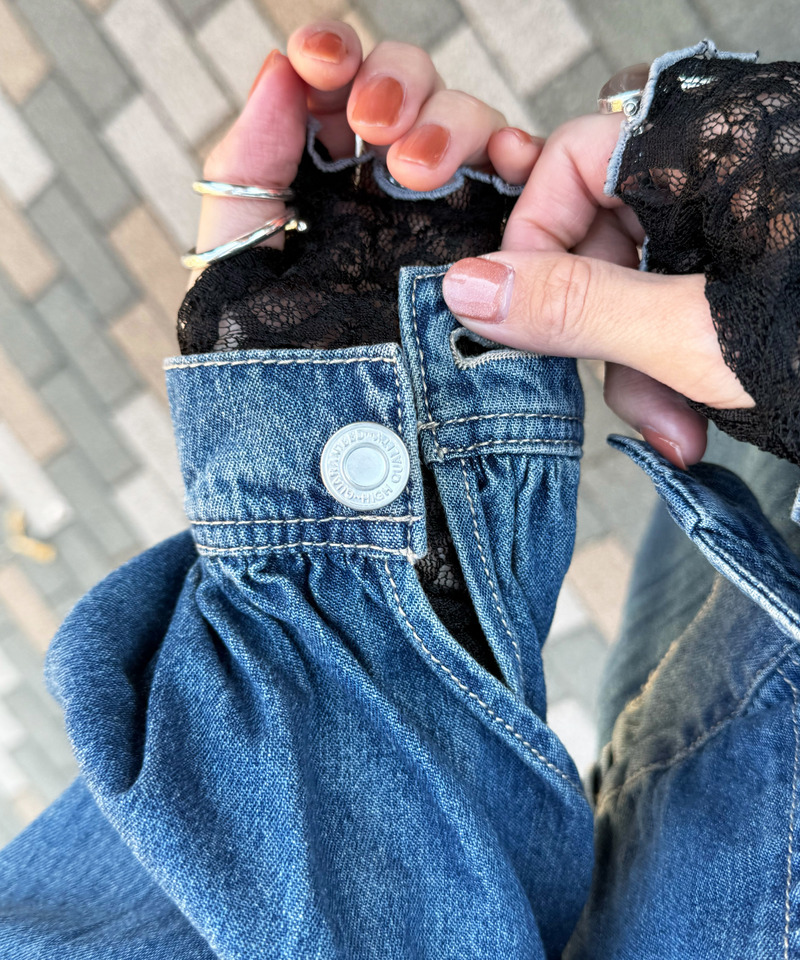 スカーフSET オーバーウイングデニムジャケット 詳細画像 デニムブルー 7