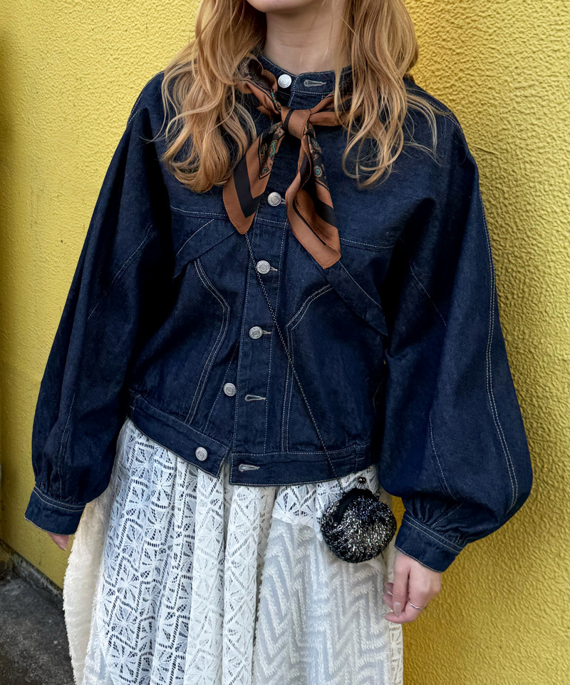 スカーフSET オーバーウイングデニムジャケット 詳細画像 インディゴ 1