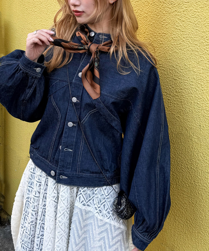 スカーフSET オーバーウイングデニムジャケット 詳細画像 インディゴ 4