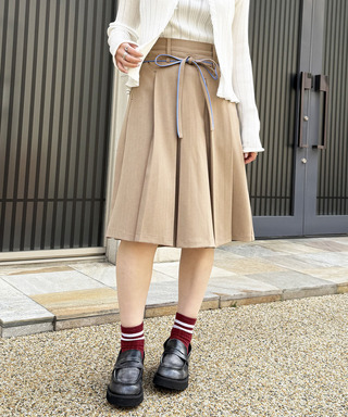 ピンストライプ ミドルプリーツスカート