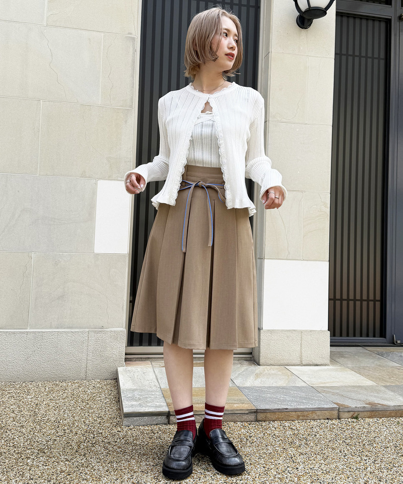 ピンストライプ ミドルプリーツスカート 詳細画像 ベージュ 10