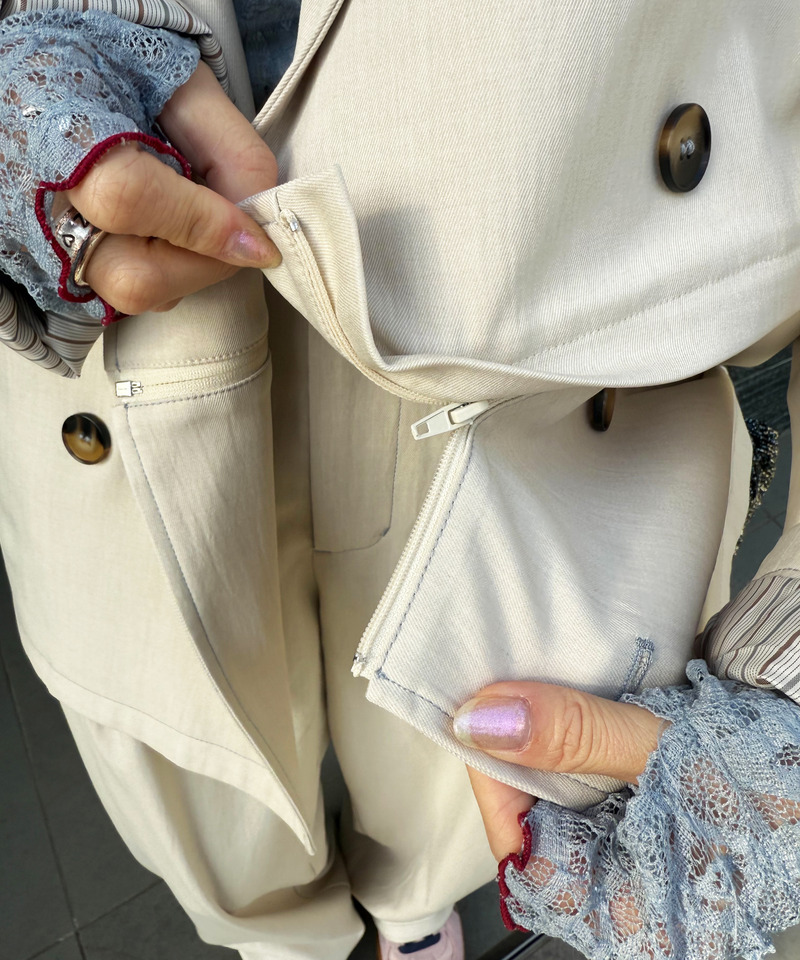 配色ステッチ2WAYジャケット 詳細画像 オフホワイト 4