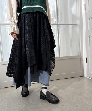 flowerレースランダムヘムスカート