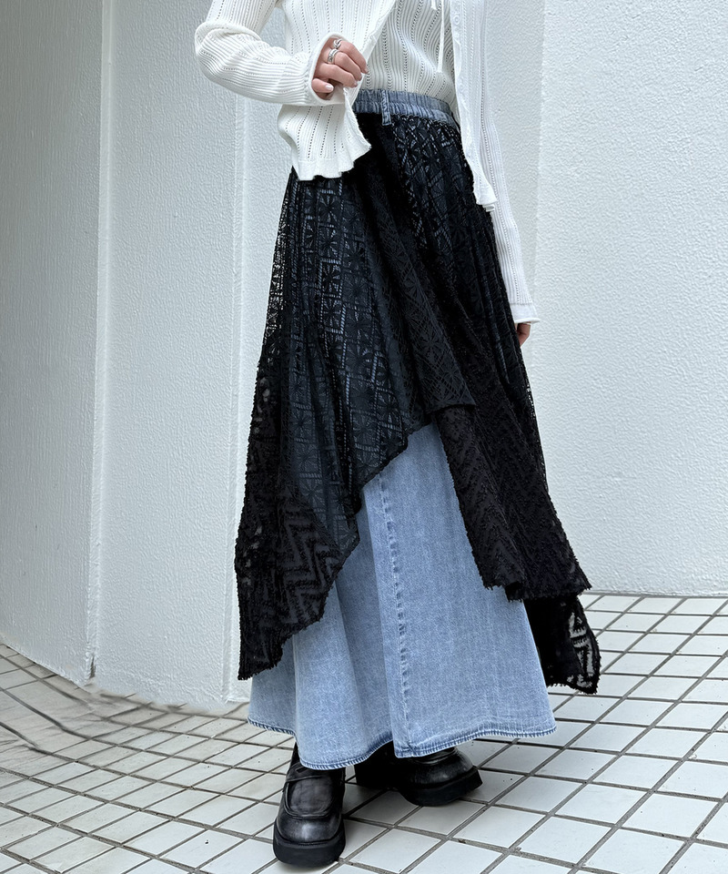 flowerレースランダムヘムスカート 詳細画像 ブラック 4