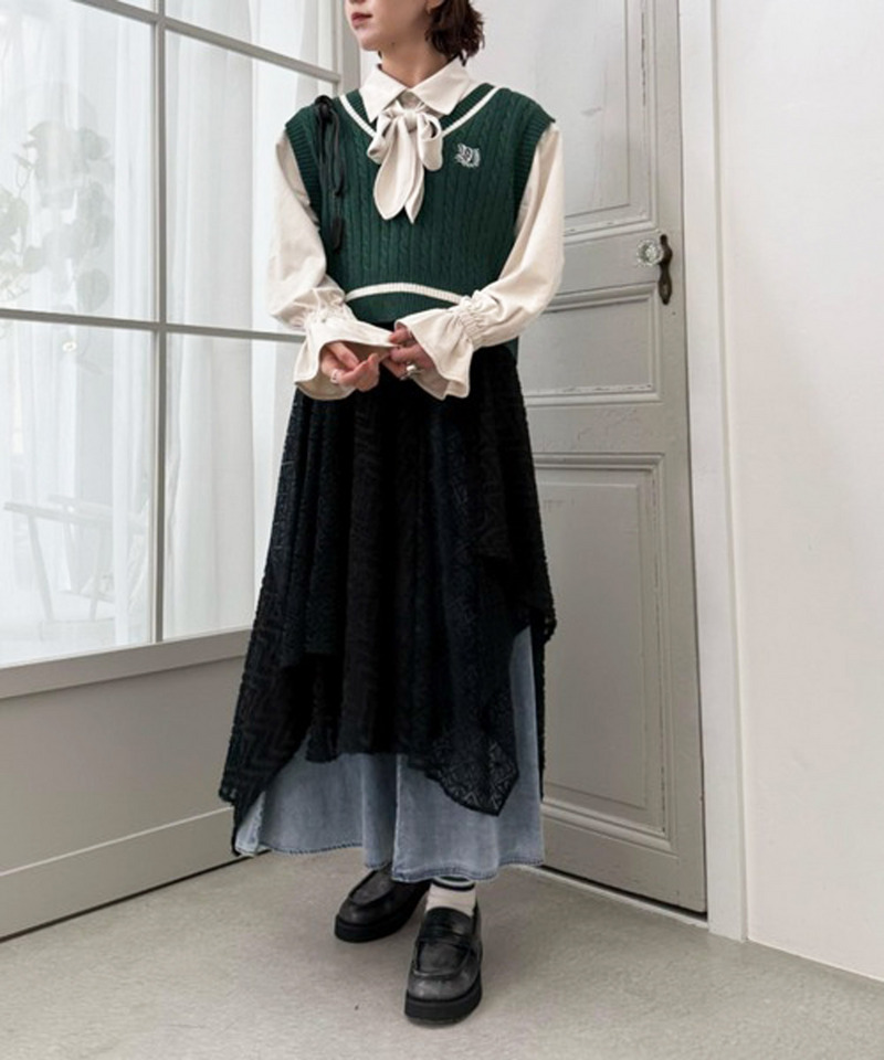 flowerレースランダムヘムスカート 詳細画像 ブラック 6