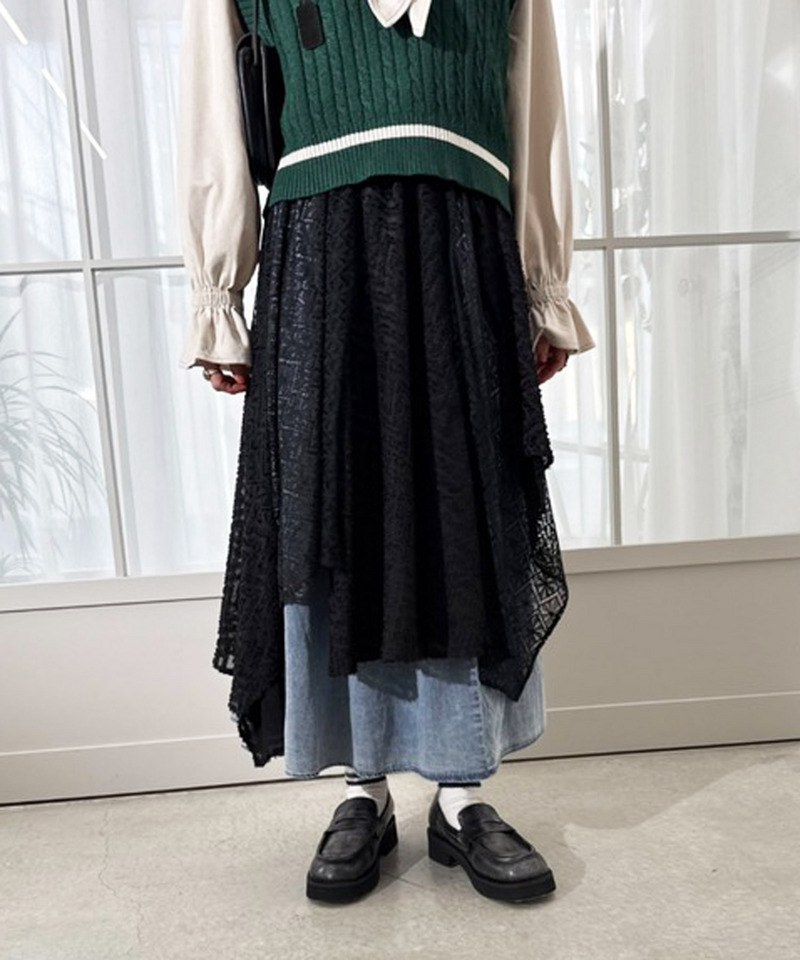 flowerレースランダムヘムスカート 詳細画像 ブラック 7