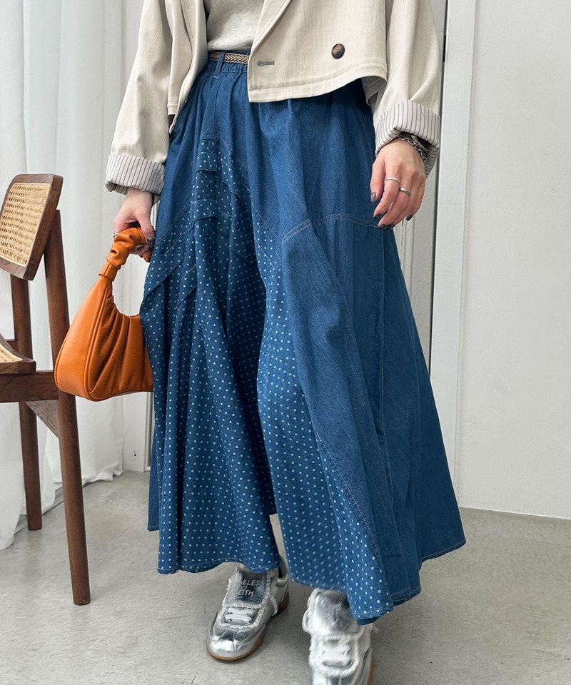 ドットデニムオリガミタックスカート 詳細画像 インディゴ 2