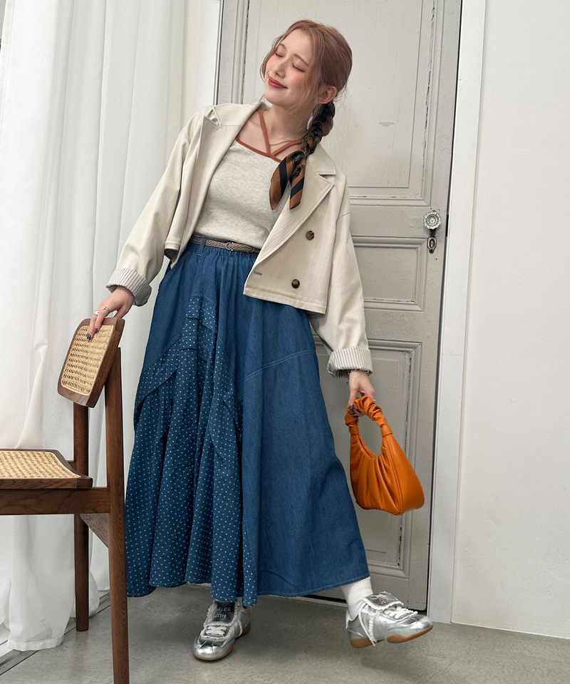 ドットデニムオリガミタックスカート 詳細画像 インディゴ 3