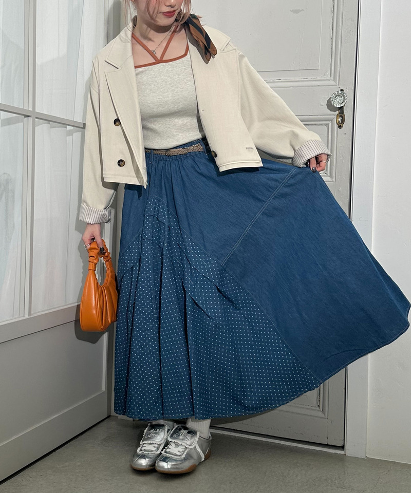 ドットデニムオリガミタックスカート 詳細画像 インディゴ 5