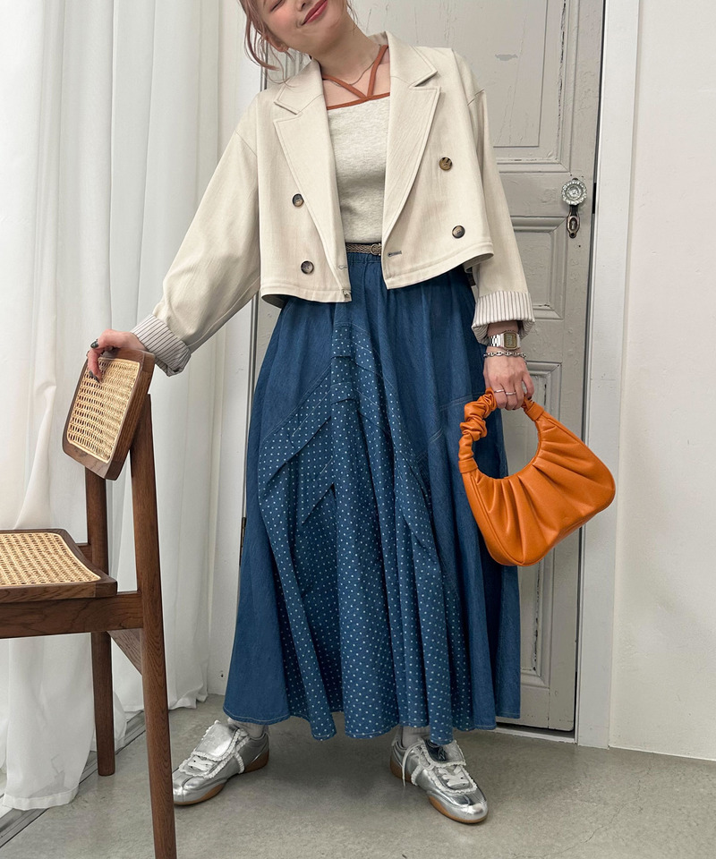 ドットデニムオリガミタックスカート 詳細画像 インディゴ 6