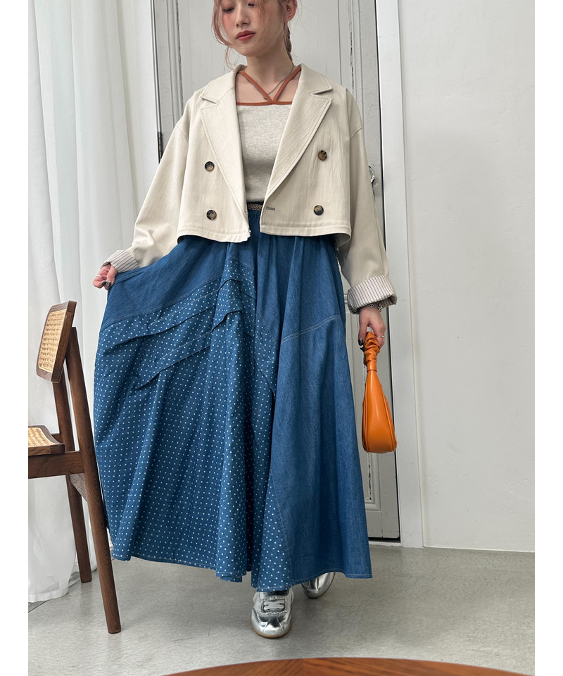 ドットデニムオリガミタックスカート 詳細画像 インディゴ 7