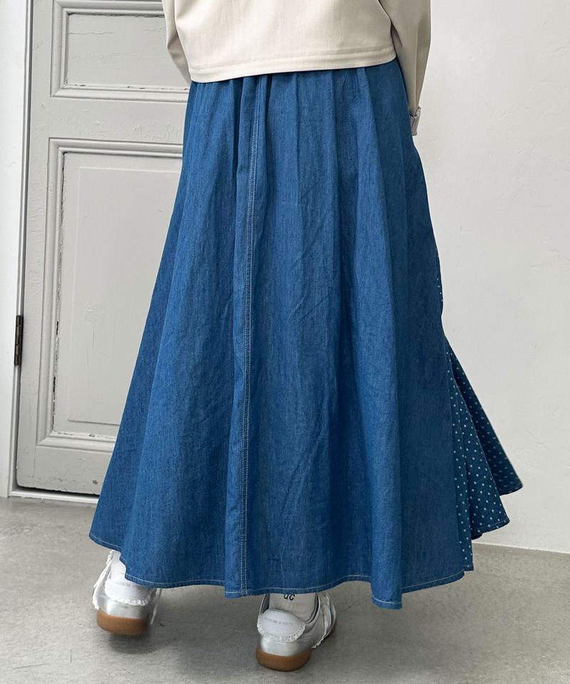 ドットデニムオリガミタックスカート 詳細画像 インディゴ 8
