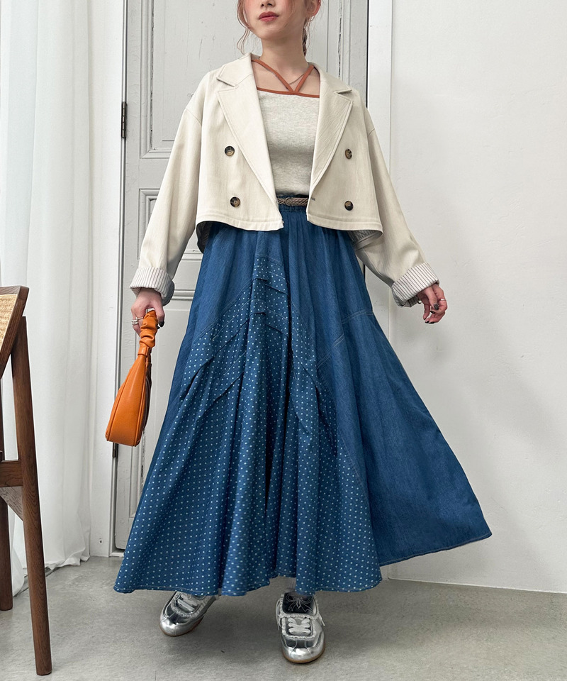 ドットデニムオリガミタックスカート 詳細画像 インディゴ 9