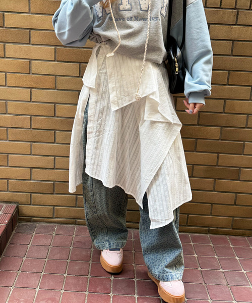 シャツレイヤードラップスカート 詳細画像