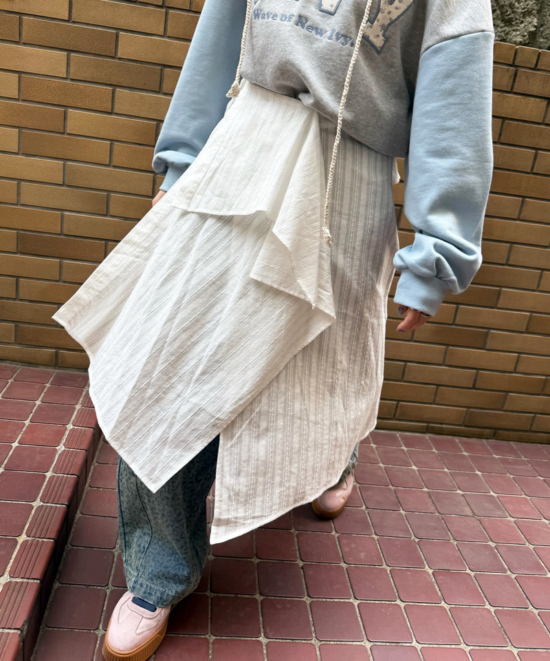 シャツレイヤードラップスカート 詳細画像 オフホワイト 2