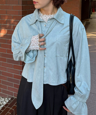 ボウタイフェイクスエードシャツ