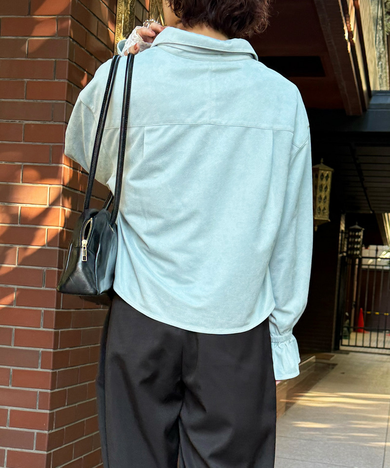 ボウタイフェイクスエードシャツ 詳細画像 ブルー 3