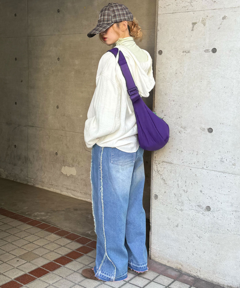 シアー楊柳 配色ステッチフーディシャツ 詳細画像 オフホワイト 4