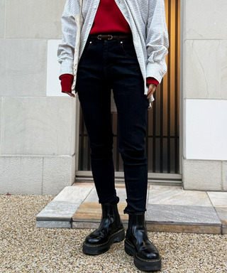 【S/M/Lサイズ展開】MIXロック 美シルエット デニムサルエルパンツ