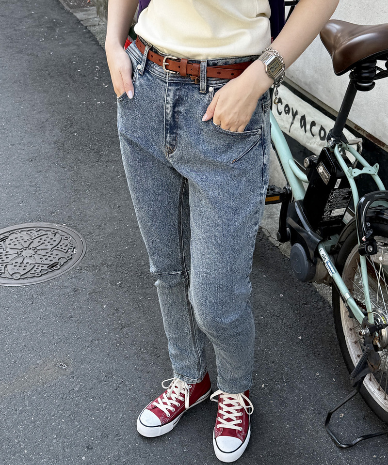 【S/M/Lサイズ展開】MIXロック 美シルエット デニムサルエルパンツ 詳細画像 ブリーチ 6