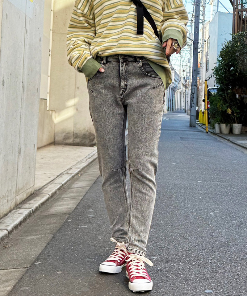 【S/M/Lサイズ展開】MIXロック 美シルエット デニムサルエルパンツ 詳細画像 ブラックデニム 12