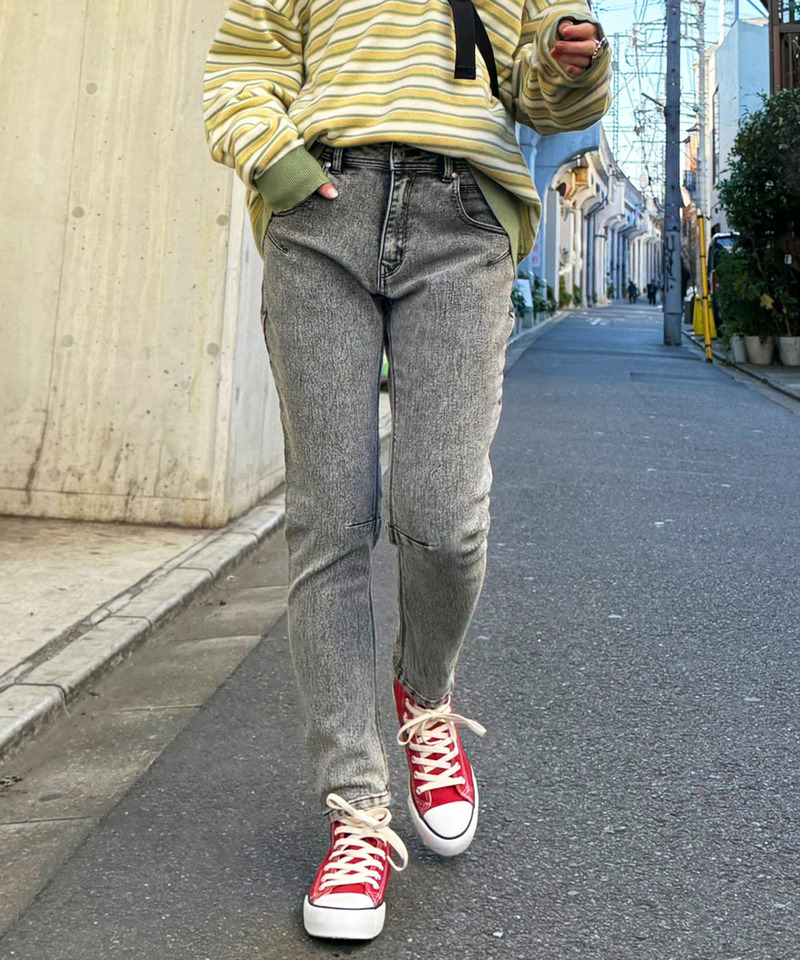 【S/M/Lサイズ展開】MIXロック 美シルエット デニムサルエルパンツ 詳細画像 ブラックデニム 8