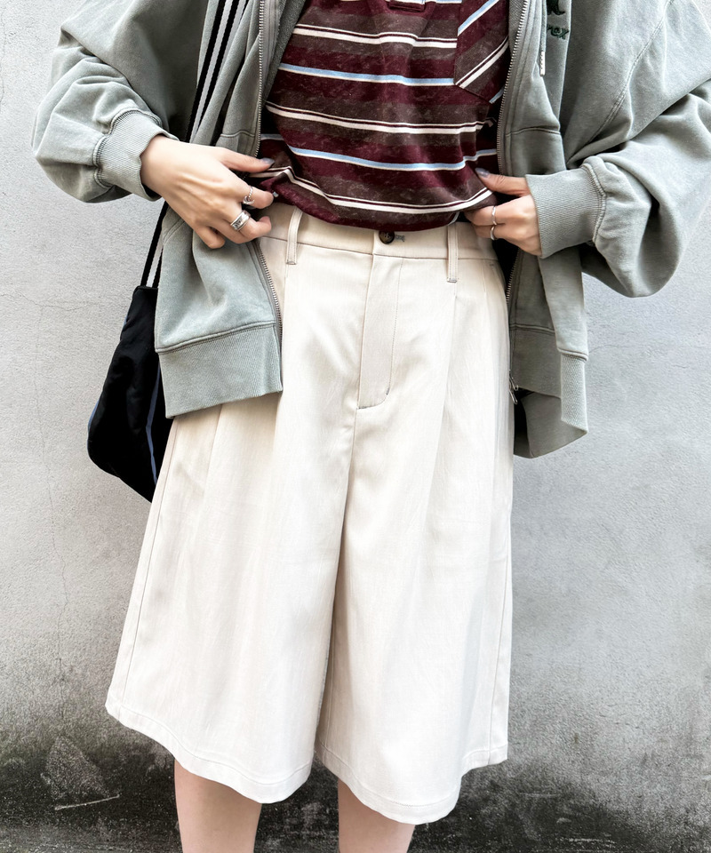 配色ステッチタックバミューダパンツ 詳細画像 オフホワイト 5