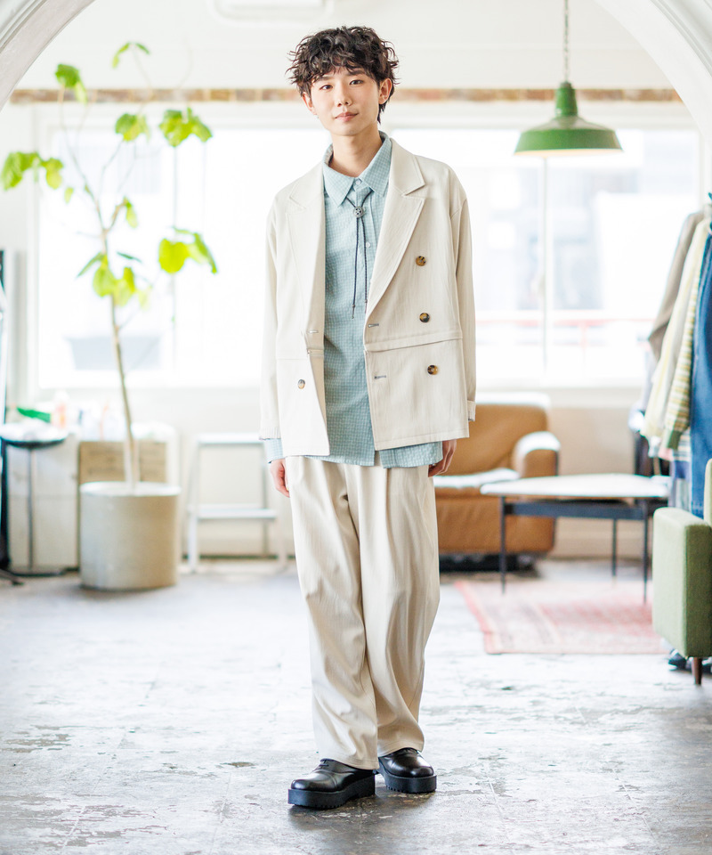 配色ステッチ裾ドロストパンツ 詳細画像 オフホワイト 7