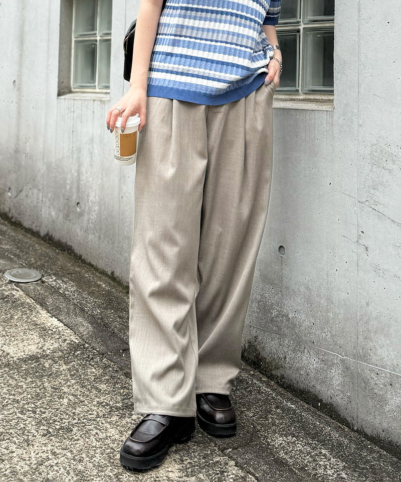 配色ステッチ裾ドロストパンツ 詳細画像 グレー 5
