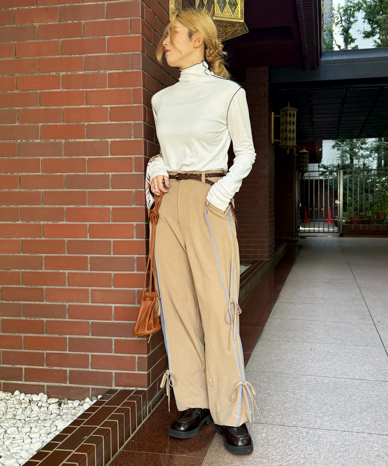 ピンストライプリボンパンツ 詳細画像 ベージュ 3