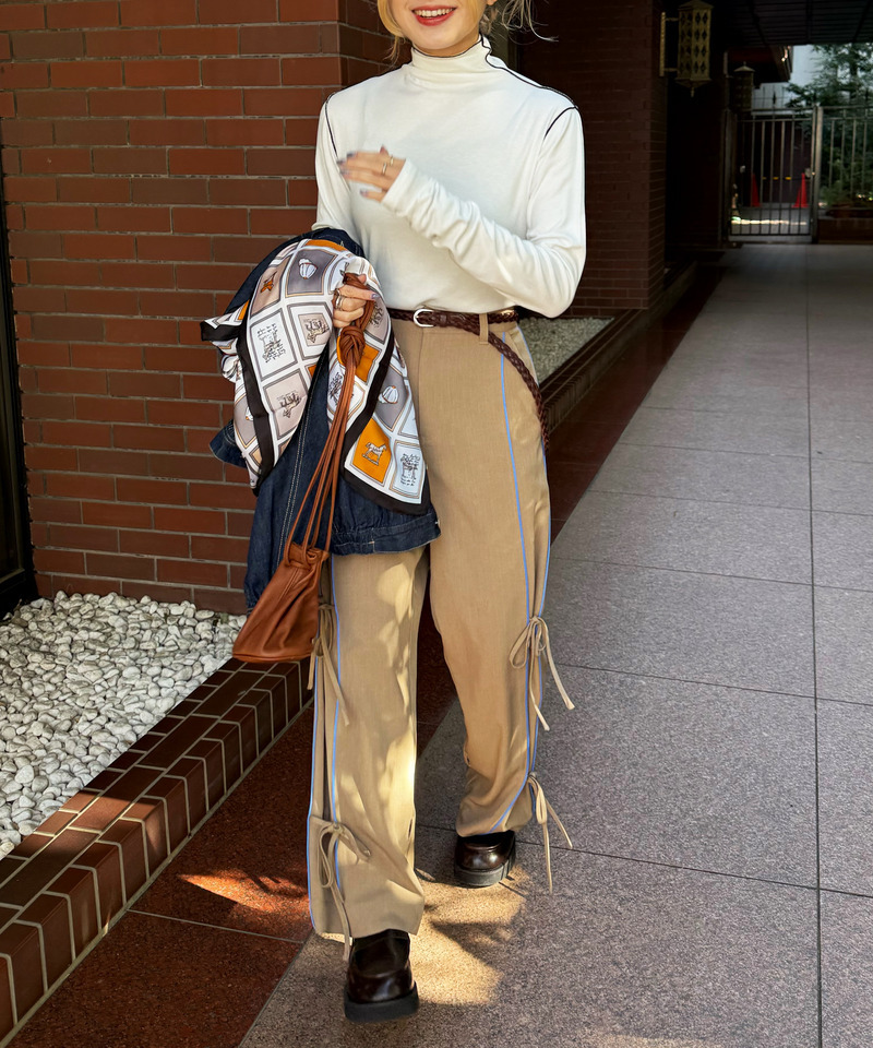 ピンストライプリボンパンツ 詳細画像 ベージュ 6