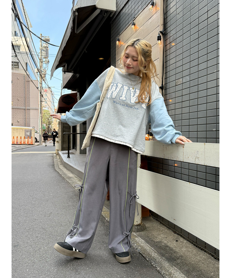 ピンストライプリボンパンツ 詳細画像 グレー 5
