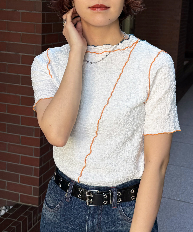 前後2WAY配色メロートップス 詳細画像 オフホワイト 4