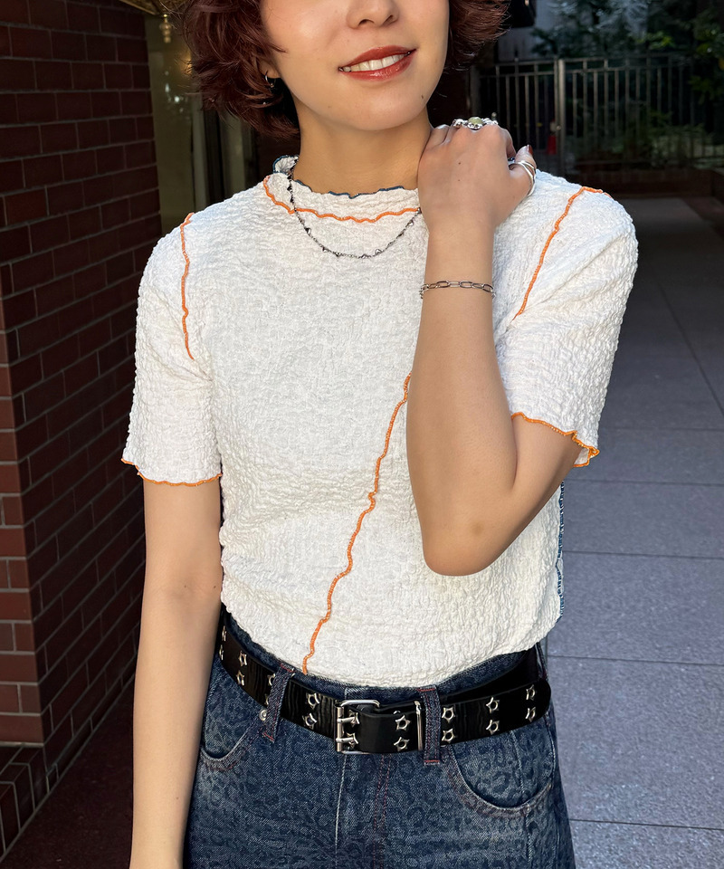 前後2WAY配色メロートップス 詳細画像 オフホワイト 5