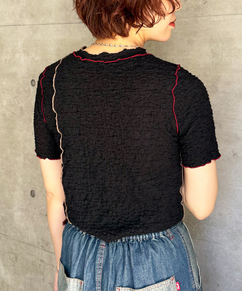 前後2WAY配色メロートップス 詳細画像 ブラック 2