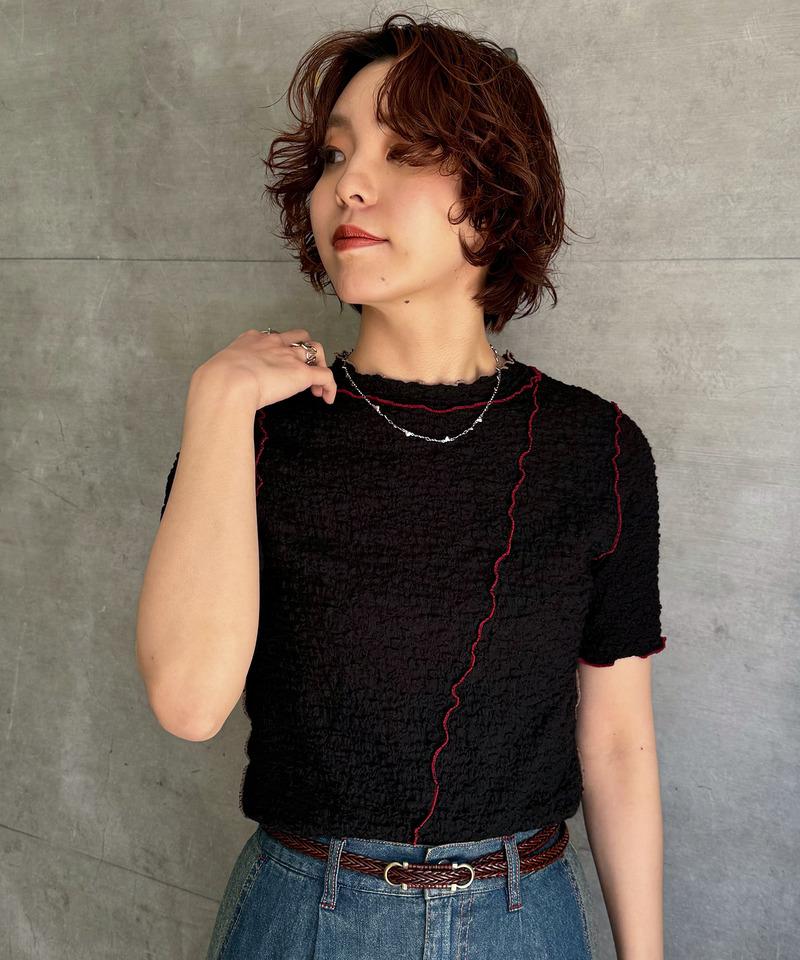 前後2WAY配色メロートップス 詳細画像 ブラック 4