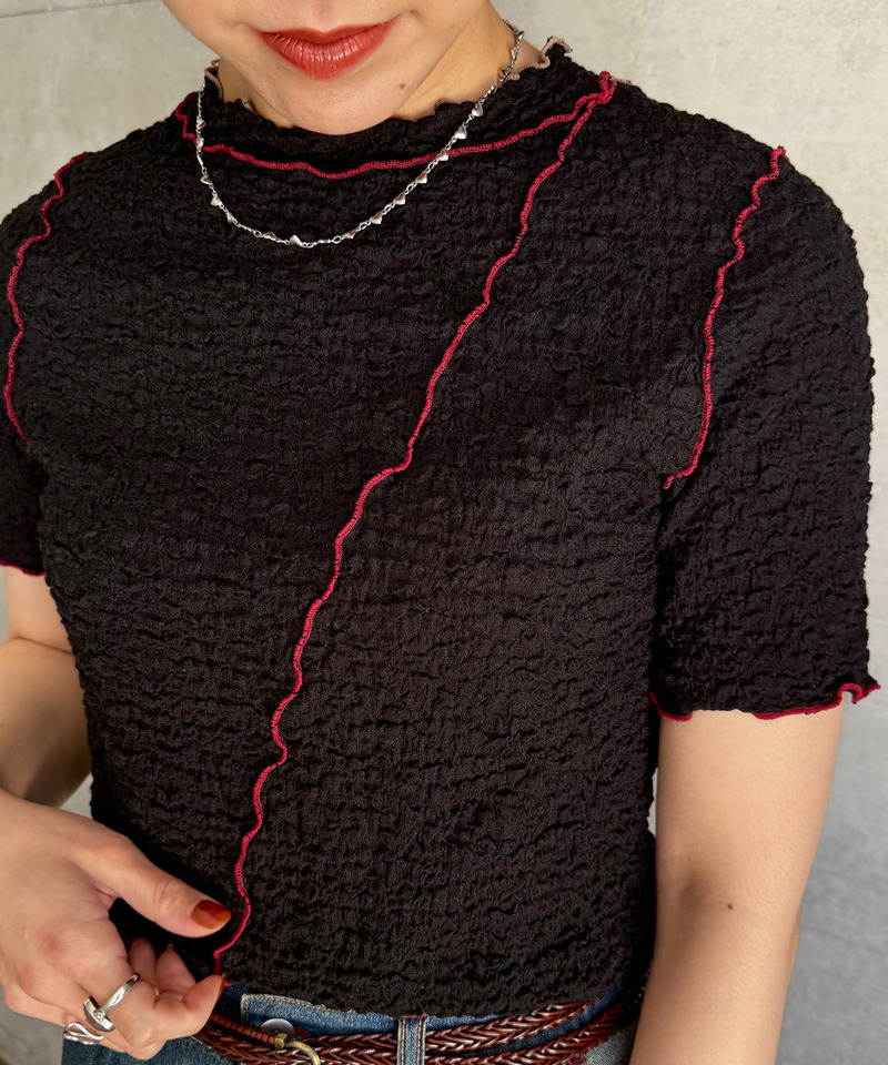 前後2WAY配色メロートップス 詳細画像 ブラック 5