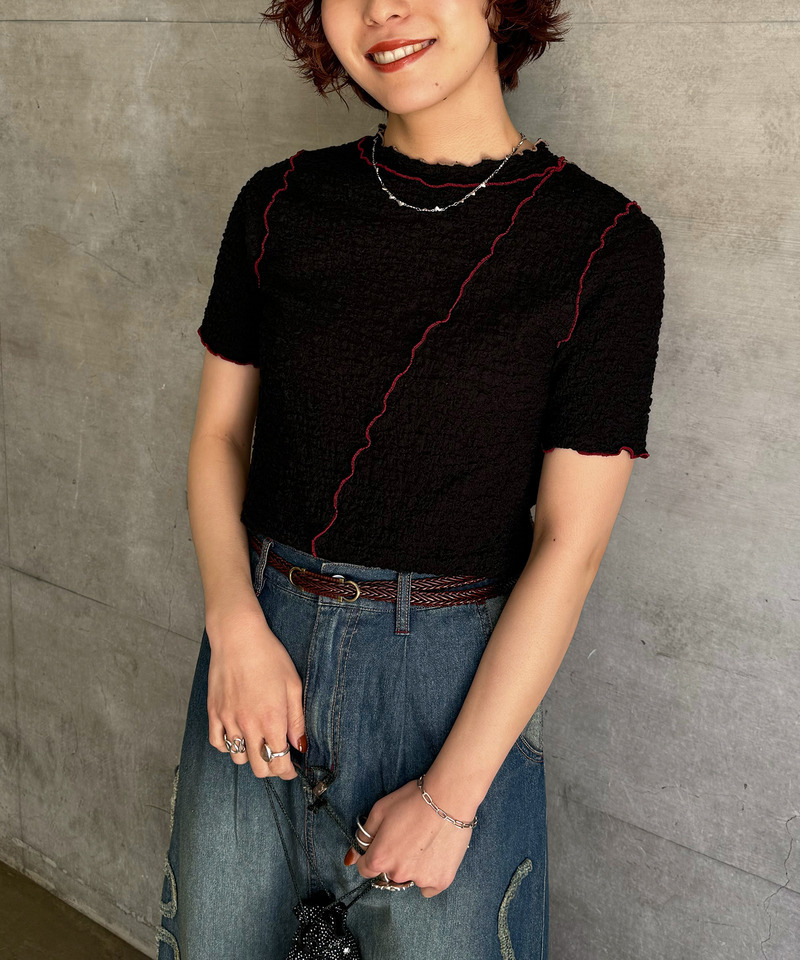 前後2WAY配色メロートップス 詳細画像 ブラック 6