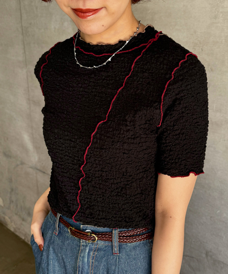 前後2WAY配色メロートップス 詳細画像 ブラック 7